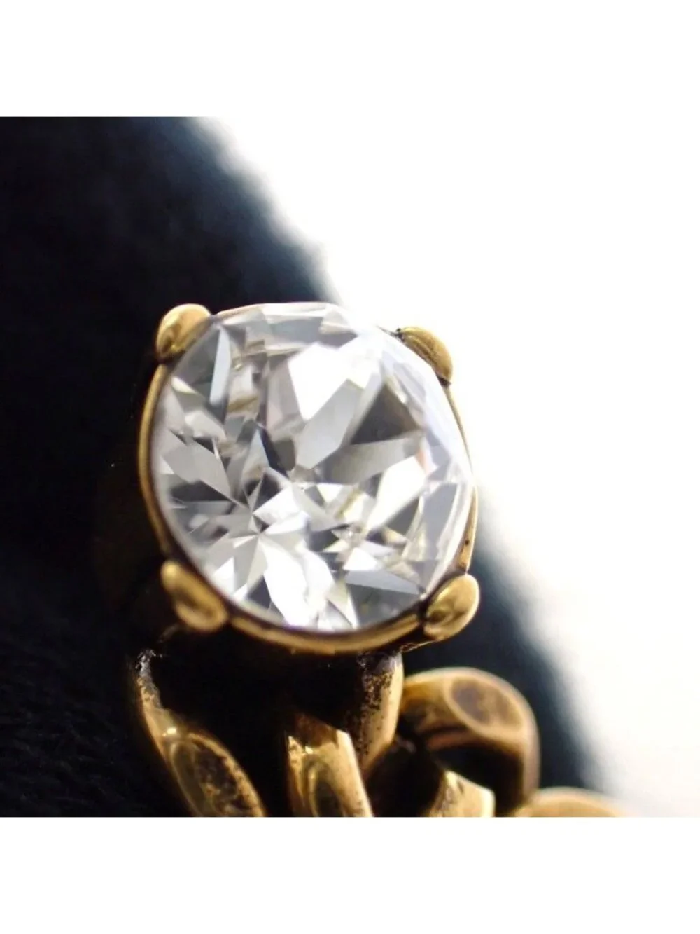 Gucci Crystal Double Earrings Metal Aging Gold